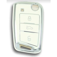 Esranın Dünyası Lüks Nano Anahtar Koruma Kılıfı - Beyaz ve Gümüş