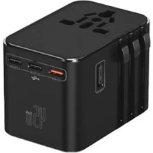 Esranın Dünyası Evrensel Seyahat Priz Dönüştürücü Adaptör - 45W, 2x USB ve 3x Type-C Girişi
