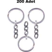 Orhan Çanta 200 Adet Gümüş Ezme Anahtarlık Halkası - 2.5 cm Nikel Metal Halka Zincirli Montaj Seti - Modern Makrome Aparatı