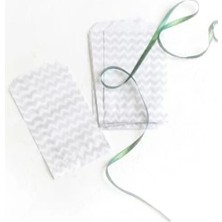 Esranın Dünyası Zigzag Desenli 50 Adet Beyaz-Gümüş Kese Kağıdı (11X20 Cm)