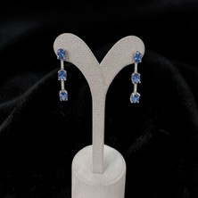 Umut Silver 925 Ayar Gümüş Mavi Oval Taşlı Kadın Küpe