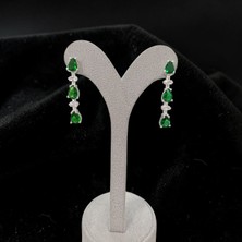 Umut Silver 925 Ayar Gümüş Yeşil Damla Taşlı Kadın Küpe