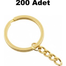 Orhan Çanta 200 Adet Gold Ezme Anahtarlık Halkası - 2.5 cm Metal Halka Zincirli Montaj Seti - Modern Makrome Aparatı