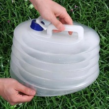 Monte Lua 15 Lt Katlanabilir Musluklu Su Bidonu, Plastik Piknik Kamp, Çeşmeli Su Torbası, Akordeon, Şeffaf,