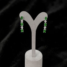 Umut Silver 925 Ayar Gümüş Yeşil Baget Taşlı Kadın Küpe