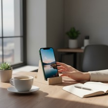 Montetoys Doğal Ahşap Akrobat Telefon Standı - Masaüstü Ofis ve Mutfak Için Telefon Tutucu