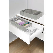 PremiumPort 4'lü Gri Çizgili Dolap Içi Organizer Seti 28X28X13, 28X13X13, 13X13X13