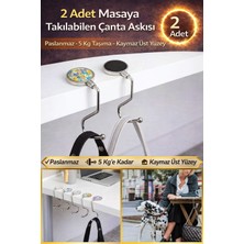 PremiumPort Çift Masaya Takılan Çanta Askısı, Paslanmaz Çelik, Kaymaz Yüzey, 5 kg Kapasite