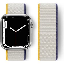 TeknoKapsül  Watch 38MM Hasırlı Cırtcırtlı Kordon (Saat Değildir) - Sarı-Beyaz