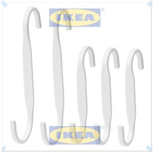 PremiumPort Beyaz Çelik Kanca ve Ray Askısı, 5'li Set, Dayanıklı ve Şık Tasarım