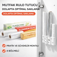 PremiumPort Mutfak Dolap Içi Rulo Düzenleyici, Streç Film ve Folyo Saklama Organizeri