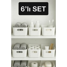 PremiumPort 6'lı Beyaz Çok Amaçlı Banyo Organizer Seti
