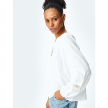 Koton Fisto Detaylı Uzun Balon Kol Oversize Bluz