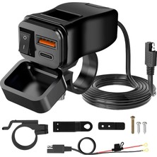 Multizone USB Type-C Hızlı Şarj Soketi Portu Aparatı Su Geçirmez Motosiklet Tekne Karavan Akü Koruma