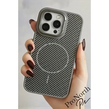 ProNorth IPhone 14 Pro Uyumlu Kılıf Magsafe Şarj Özellikli Karbon Fiber Premium Kapak