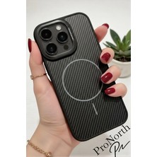 ProNorth IPhone 16 PRO Uyumlu Kılıf Magsafe Şarj Özellikli Karbon Fiber Premium Kapak