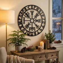 Bezos Viking Pusulası Vegvisir Duvar Tablosu Mdf Lazer Kesim Nordik Duvar Süsü Modern Dekor