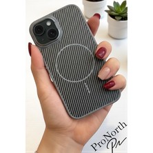 IPhone 15 Uyumlu Kılıf Magsafe Şarj Özellikli Karbon Fiber Premium Kapak