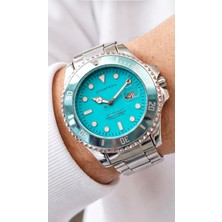 Gümüş Renk Takvimli Döner Çerçeveli Spor Erkek Kol Saati