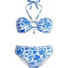 Sailor Moda Straplez Etekli Bilek Aksesuarlı Bikini Takım