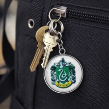 Herşey Nota Unisex Metal Slytherin Temalı Anahtarlık Yeşil Yuvarlak Tasarım