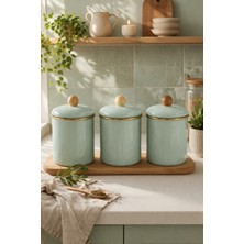 Pr Home Soft Green Emaye Baharatlık Seti 14 cm