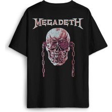 Kendim Seçtim Megadeth Siyah Oversize Tişört Guitar Gitar Heavy Metal Skull Vic Baskılı Unisex T-Shirt