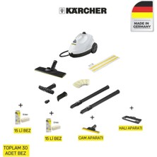 Karcher Sc 2 Easyfix 1500W Buharlı Temizlik Makinesi – Zemin ve Yüzey Seti, Sarı, Ev ve Ofis Için Hijyenik Temizlik 30'lu Temizlik Bezi Cam Aparatı Hediyeli