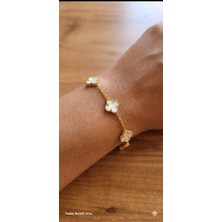 Karma Shop Beyaz Sedefli Çelik Yonca Bileklik