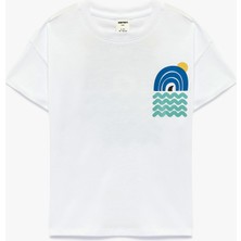 Koton Baskılı Kısa Kollu Bisiklet Yaka Pamuklu Tişört