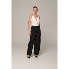 Thalure Kadın Siyah Bel Detaylı Pantolon