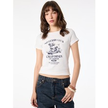 Koton Pamuklu Slim Fit Bisiklet Yaka Kısa Kollu Köpek Baskılı Tişört