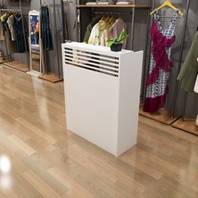 Morepp Star 110 cm Karşılama Bankosu Kasa Resepsiyon Masası Ofis Masası Beyaz-Gümüş