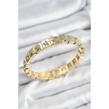 Vice Avm Pirinç Zirkon Taşlı Yıldız Model Gold Renk Lastikli Kadın Bileklik (VICE/1395)