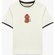 Koton Slim Fit Kısa Kollu Bisiklet Yaka Modal Karışımlı Köpek Nakışlı Tişört