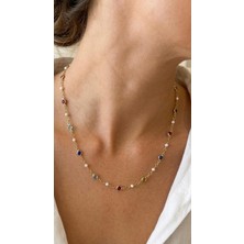 Wind Silver Incili Mix Doğum Taşlı Kolye 925