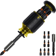 Klein Tools 32308 Çok Uçlu Tornavida, Darbeye Dayanıklı, 8'ı 1 Arada Ayarlanabilir, Yıldız Yuvalı Ma