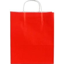 MSB Ambalaj Kırmızı Kraft Çanta Küçük Boy 18x8x24 cm 25 Adet