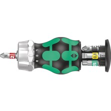 Wera 05008884001 Kraftform Kompakt Stubby Magazin Ra 2, Cırcırlı Kısa Tornavida, Uç Hazneli, 6 Parça