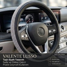 Valente Lusso Geçmeli Direksiyon Kılıfı Crystal-Line Serisi Parlak Taşlı - Perfore Deri & Işıltılı Tasarım (6 Renk)