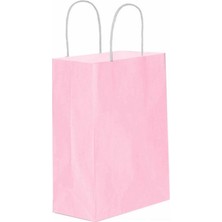 MSB Ambalaj Pembe Kraft Çanta Küçük Boy 18X8X24 cm 25 Adet