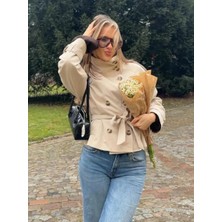 Avakado Dik Yaka Kemerli Trençkot