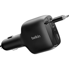 Belkin Usb-C Araç Şarj Cihazı, 75 W, 75 cm Geri Çekilebilir Usb-C Kabloyla, Iphone Şarj Cihazı, Ipho