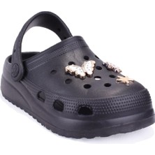 Genelec Dagoster DJA75-205 Siyah Taşlı Ortopedik Günlük Kız Çocuk Cross Spor Terlik