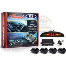 Otokap Universal E2 Park Sensörü LED Ekran Göstergeli Ses Ikazlı Siyah Renk Araç Park Sensörü Seti