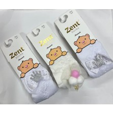 Zent Kız Bebek Dantelli Külotlu Çorap Taçlı & Ponpon Detaylı  3 Adet