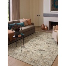 Pera Halı Kum Beji ve Vizon Geometrik Motifli Vintage Eskitme Halı - FMBH08