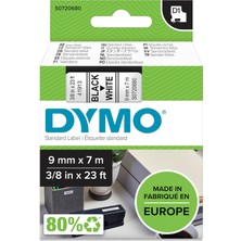 Dymo D1 Yedek Şerit, 9 mm x 7 Mt, Beyaz/siyah (40913)
