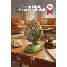 Torima Şarjlı Masaüstü Vantilatör Vintage Retro Tasarım 400 Mah Taşınabilir Masa Fanı F50 Yeşil