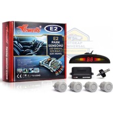 Otokap Universal E2 Park Sensörü LED Ekran Göstergeli Ses Ikazlı Gri Renk Araç Park Sensörü Seti